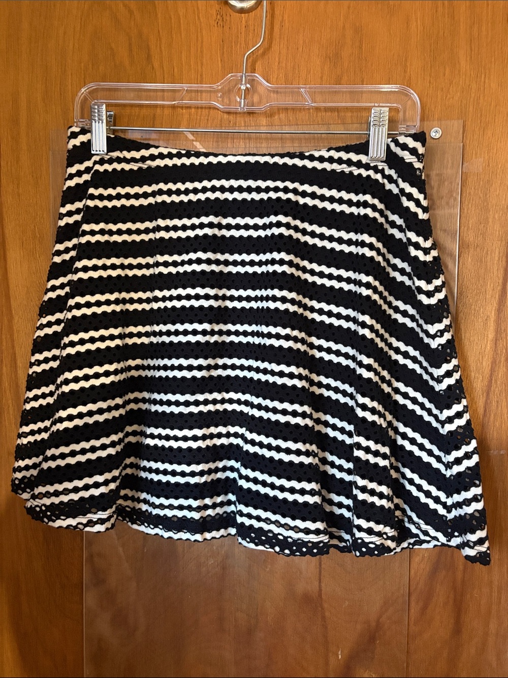 Aqua Striped Black and White Mini Circle Skirt